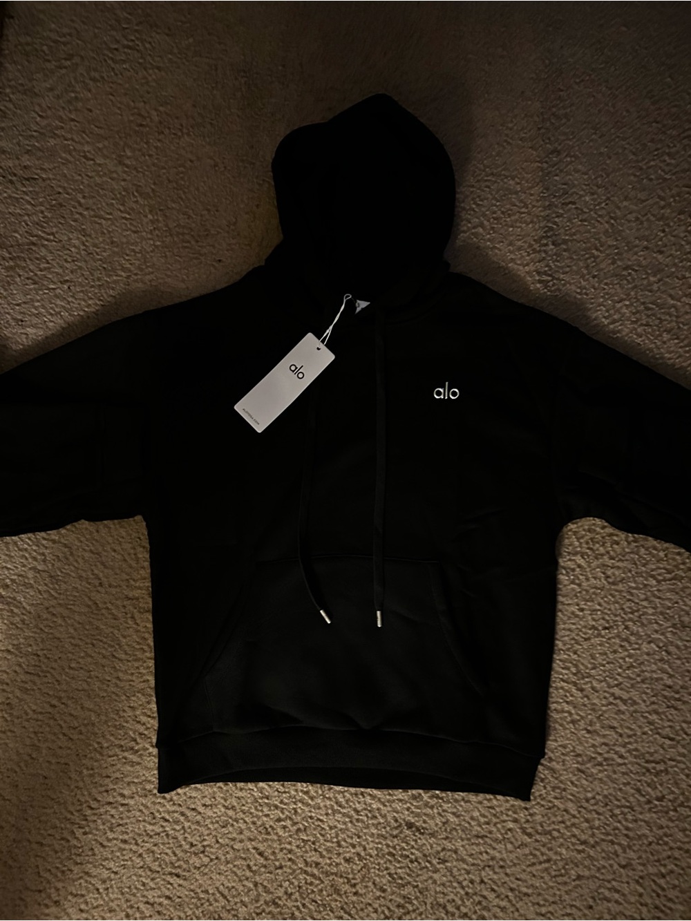 ALO Yoga Men's Black Pullover Hoodie with Subtle Logo